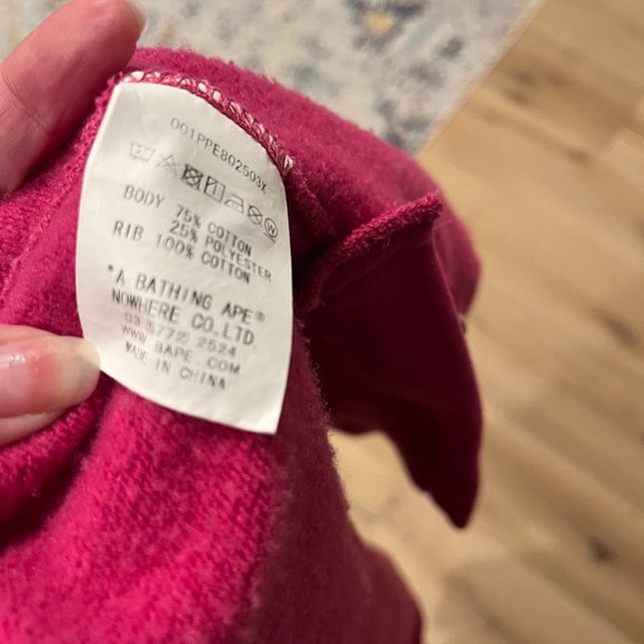 Bape A Bathing Ape Sports Pink Shark Hoodie two side zippers size Small - Picture 10 of 12